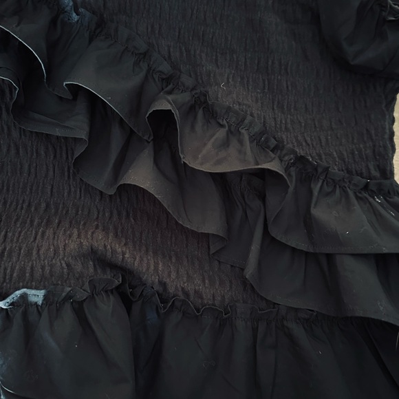 Anthropologie Maeve Smocked Ruffle Tank Black Size M - Picture 8 of 9